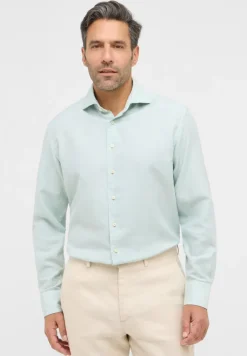 Linen Shirt Twill Langarm türkis