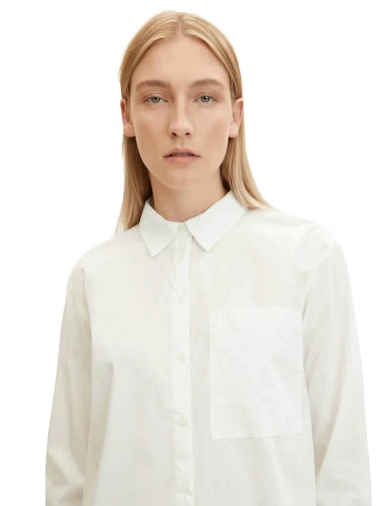 Loose Fit Bluse mit Brusttasche whisper white