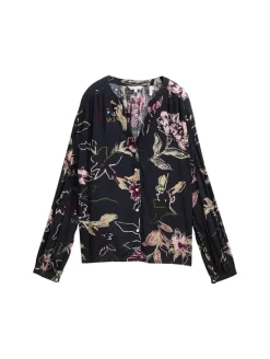 Loose Fit Bluse mit Muster big flower design