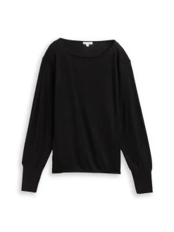 Loose Fit Langarmshirt mit Glitzer-Effekt deep black