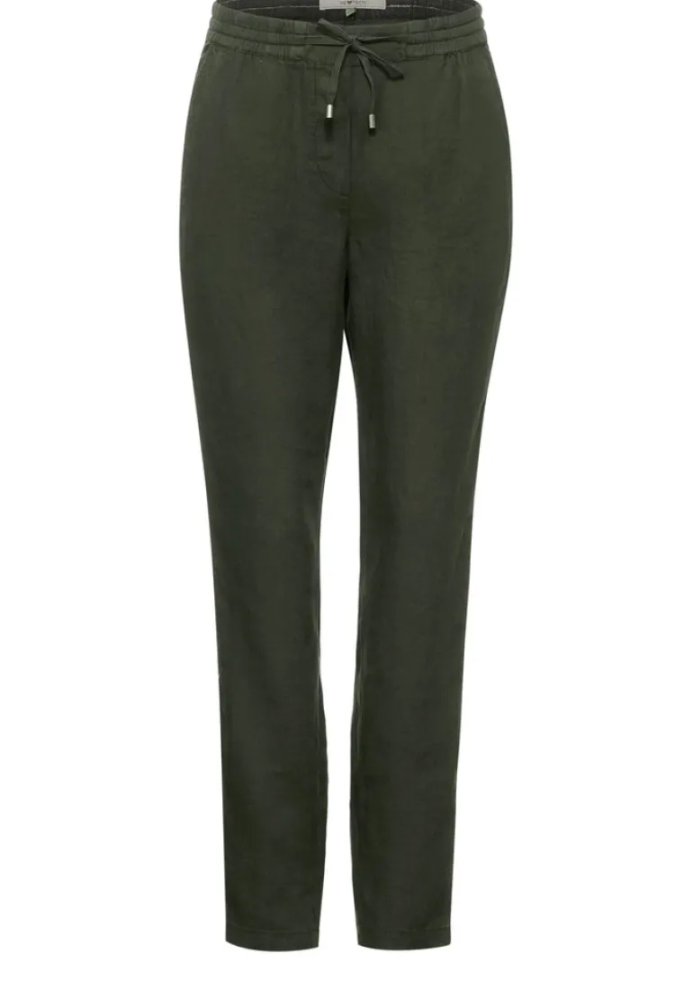 Loose Fit Leinenhose deep khaki