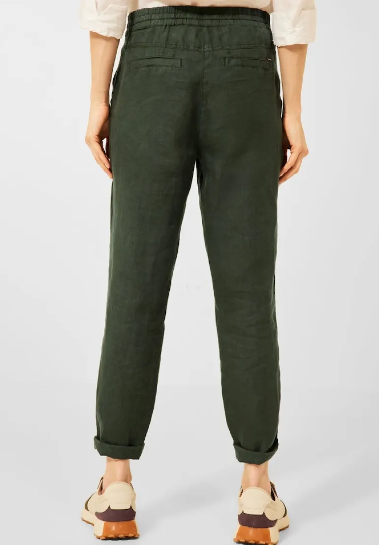 Loose Fit Leinenhose deep khaki
