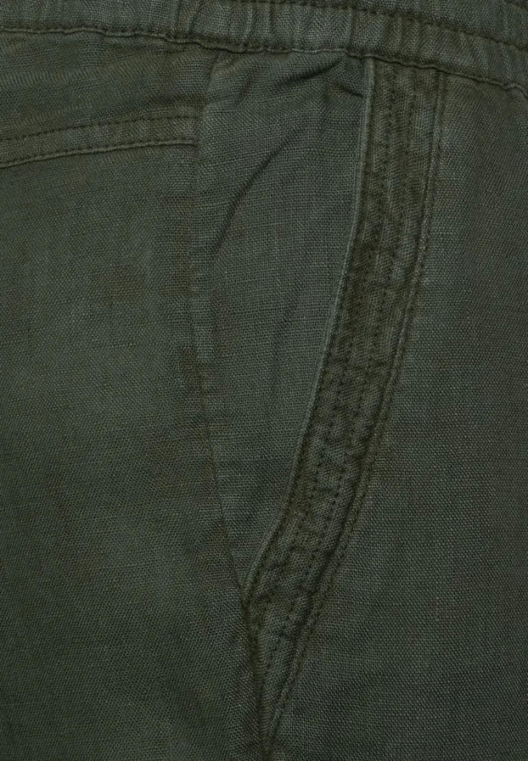 Loose Fit Leinenhose deep khaki