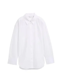 Loose Fit Popeline Hemdbluse white