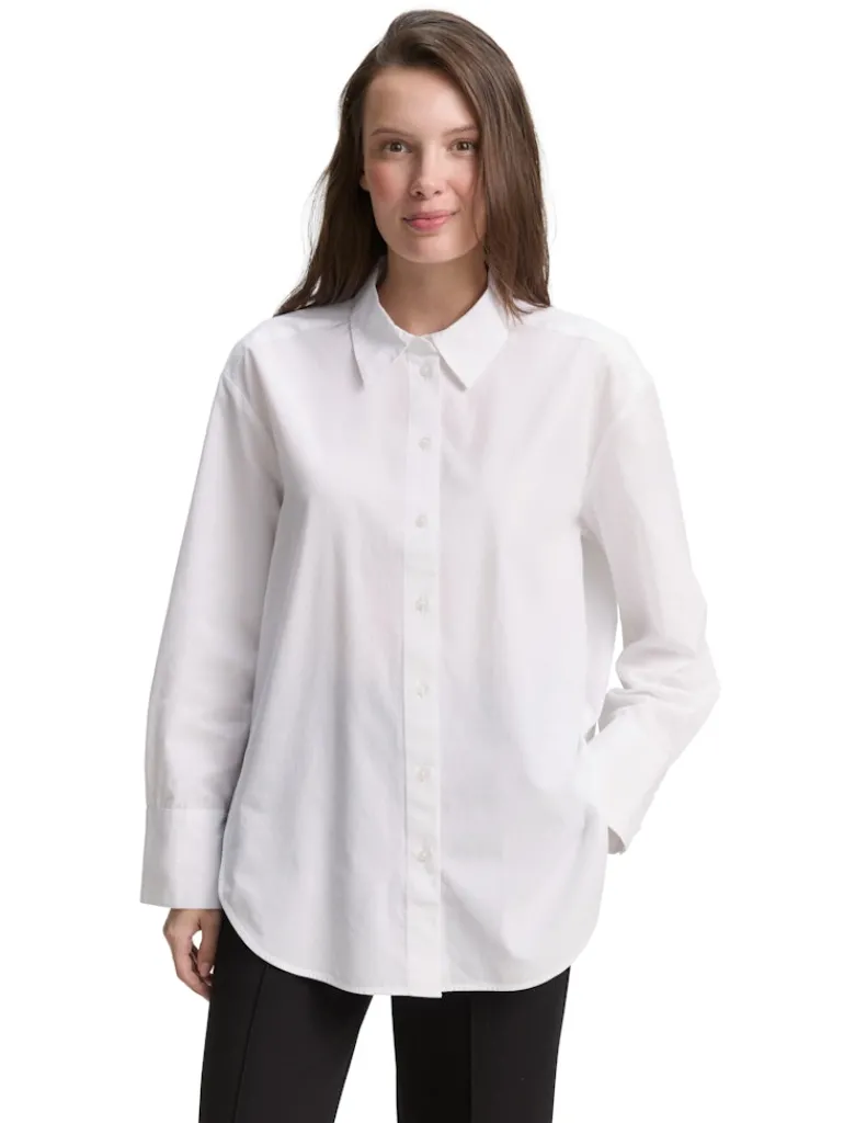 Loose Fit Popeline Hemdbluse white