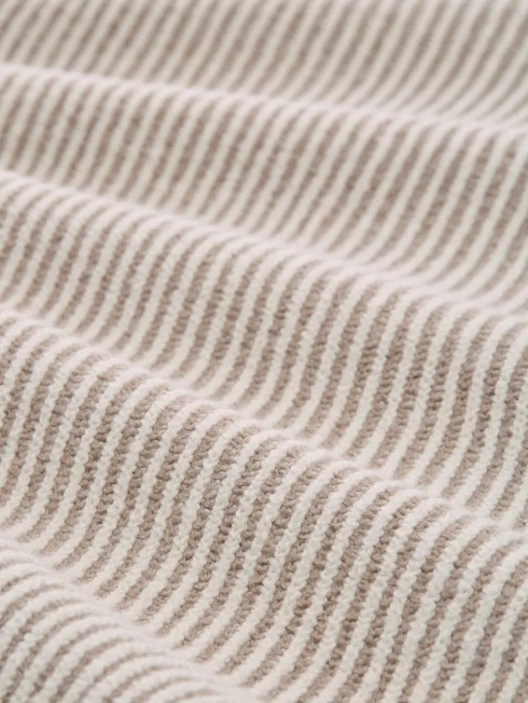 Loose Fit Strickpullover mit Stehkragen soft taupe rib structure