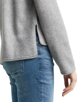 Loose Fit Strickpullover mit Stehkragen medium silver grey melange