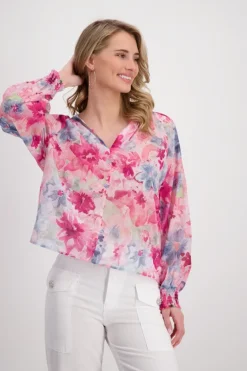 Luftige Bluse pink gemustert