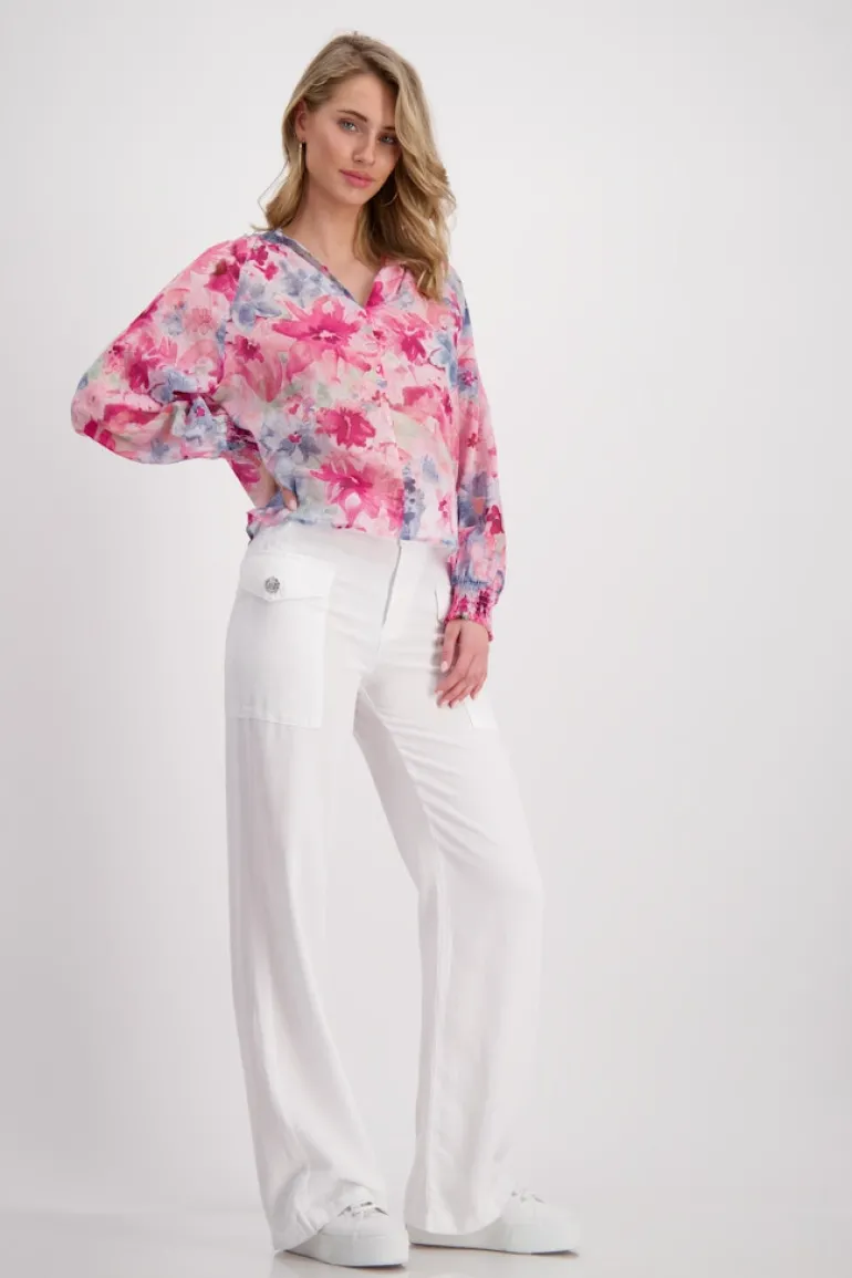 Luftige Bluse pink gemustert