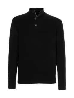LYCRA BLEND BUTTON QUARTER ZIP ck black