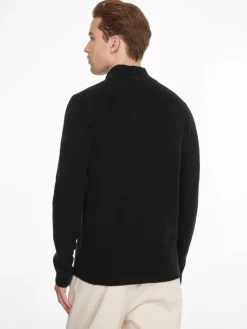 LYCRA BLEND BUTTON QUARTER ZIP ck black