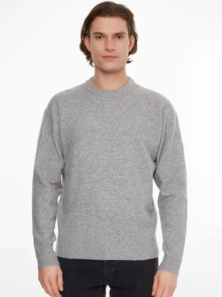 LYCRA BLEND COMFORT FIT SWEATER light grey heather