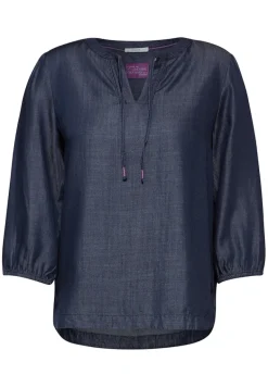 Lyocell-Bluse dark blue wash
