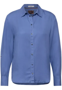 Lyocell Bluse in Unifarbe forever blue
