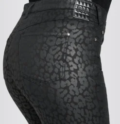 MAC JEANS - BOOT, Coated cotton tencel schwarz