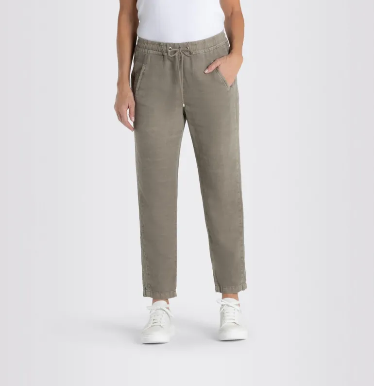 MAC JEANS - EASY, Cotton linen tencel grün