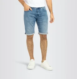 MAC JEANS - Jogn Bermuda, Light Sweat Denim blau4