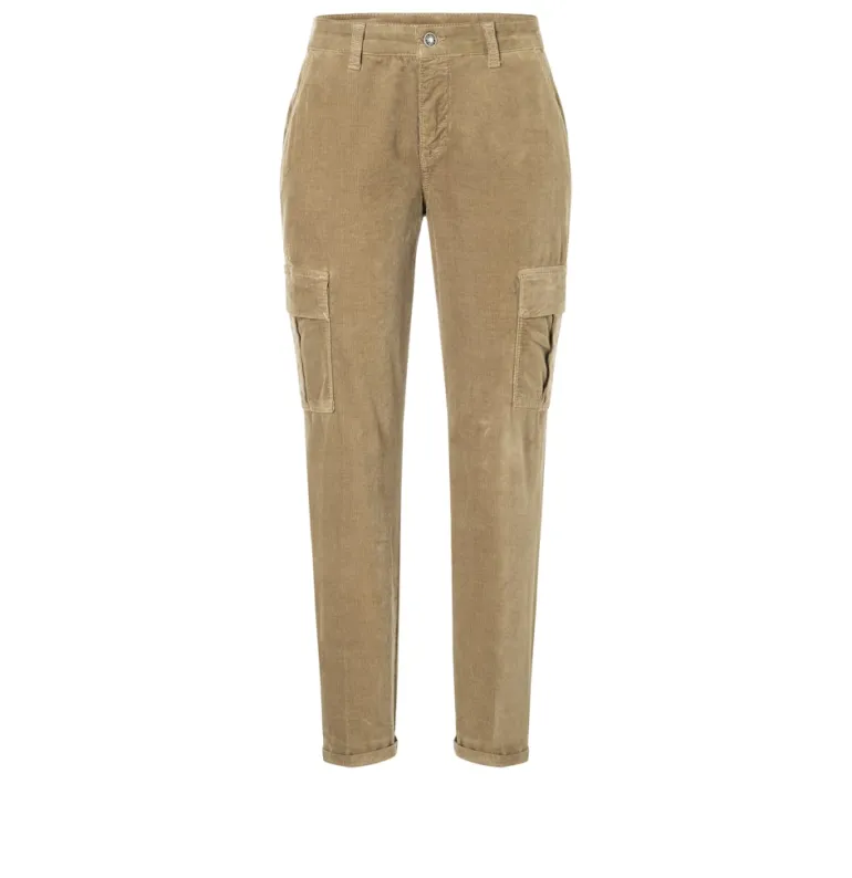 MAC JEANS - RICH CARGO, Baby soft corduroy grün