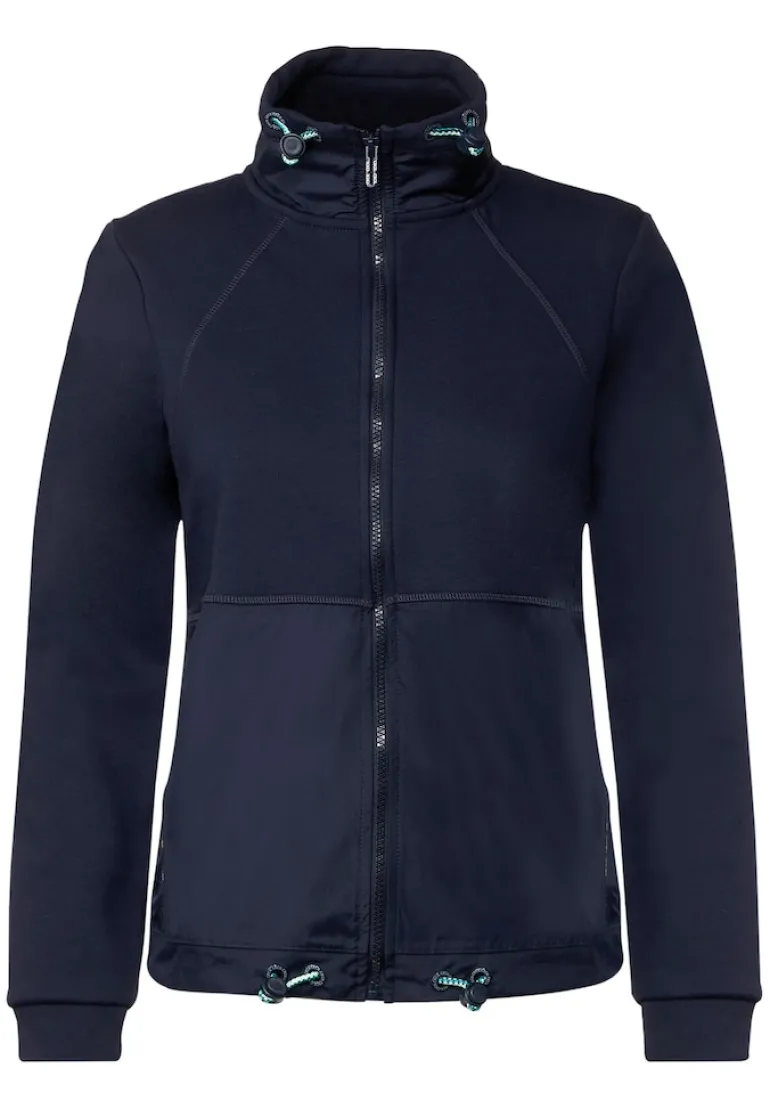 Materialmix Strickjacke deep blue
