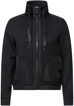 Materialmix Sweatjacke black