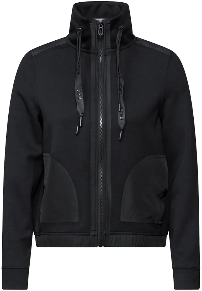 Materialmix Sweatjacke black