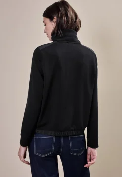 Materialmix Sweatjacke black