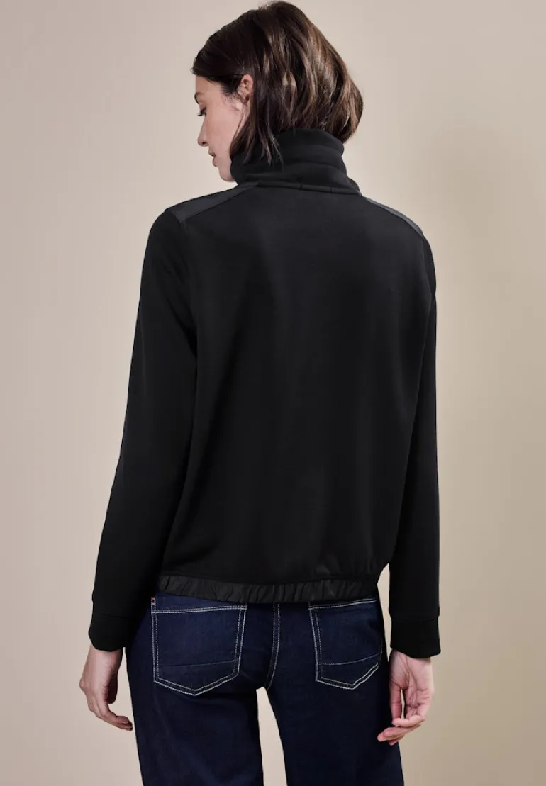 Materialmix Sweatjacke black