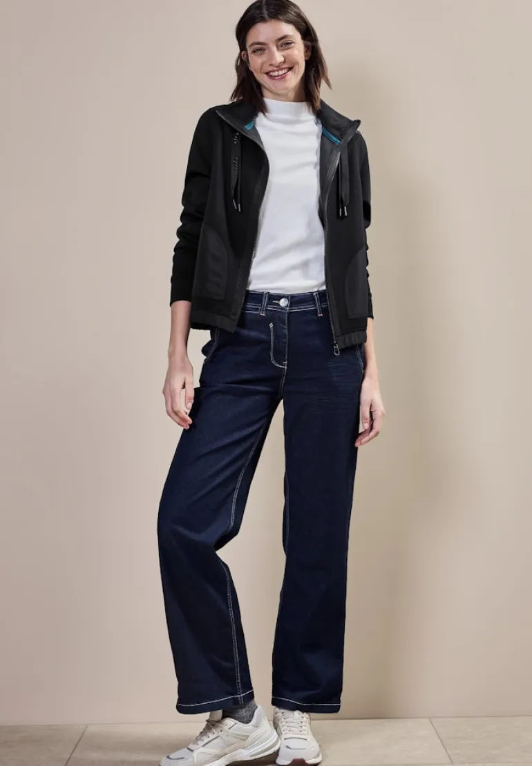 Materialmix Sweatjacke black