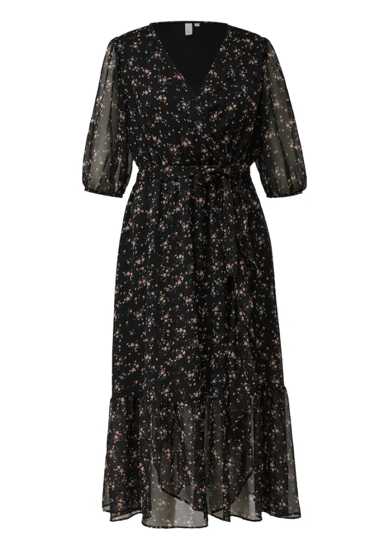 Maxi-Kleid mit All-over-Print schwarz