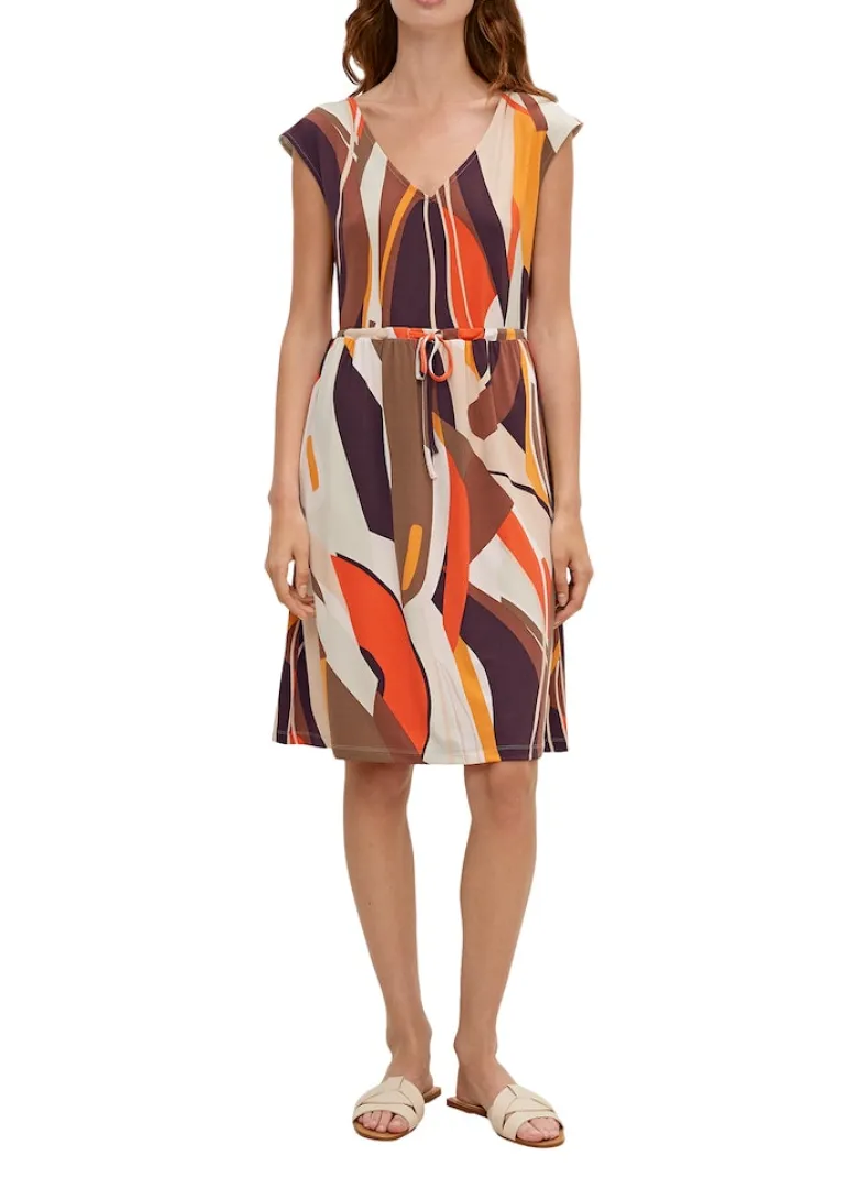 Midikleid mit Allover-Muster braun