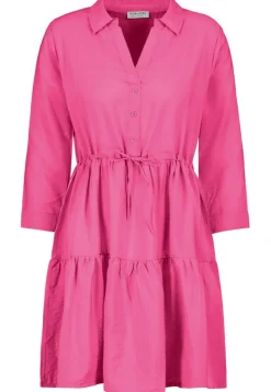 Midikleid mit Volants ruby pink