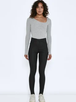 NMCALLIE HW SKINNY COATED PANTS NOOS black