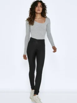 NMCALLIE HW SKINNY COATED PANTS NOOS black