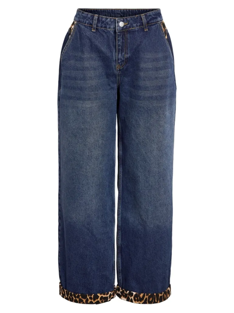 NMCORE NW LEOPATCH WIDE LEG JEAN FO050DB dark blue denim