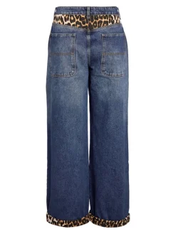 NMCORE NW LEOPATCH WIDE LEG JEAN FO050DB dark blue denim