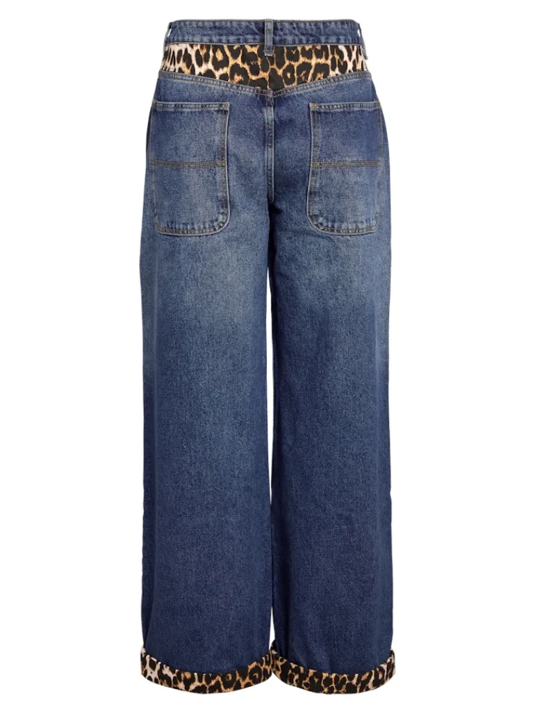 NMCORE NW LEOPATCH WIDE LEG JEAN FO050DB dark blue denim