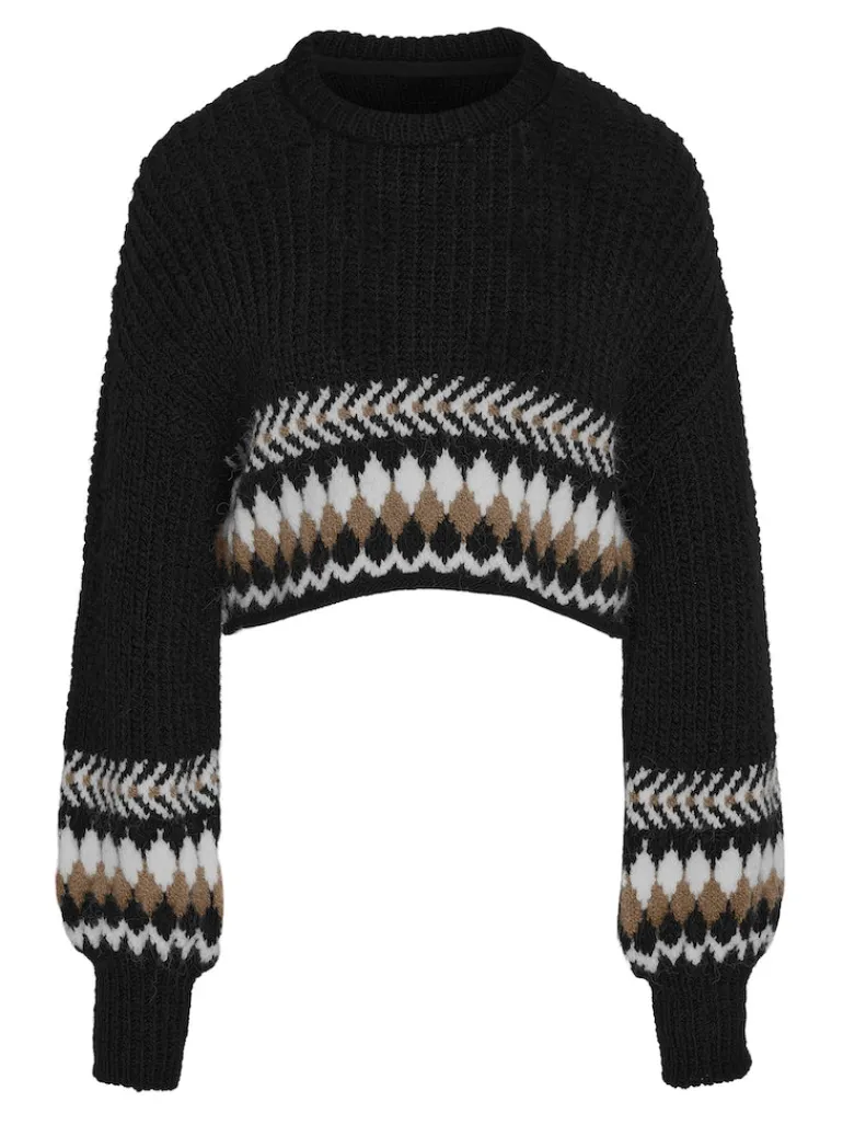 NMDAISY L/S O-NECK KNIT black-eggnog & nomad