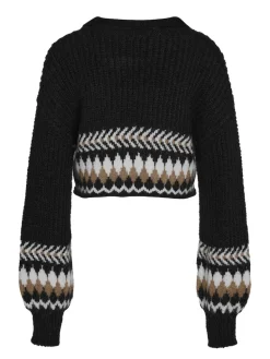 NMDAISY L/S O-NECK KNIT black-eggnog & nomad