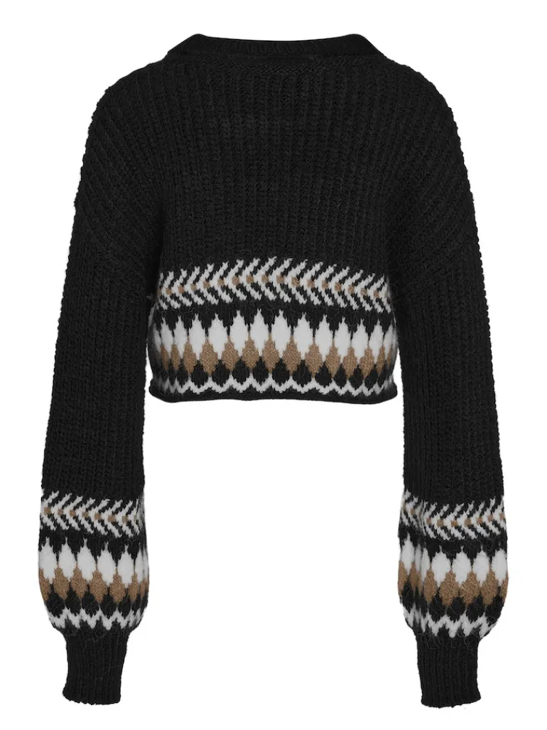 NMDAISY L/S O-NECK KNIT black-eggnog & nomad