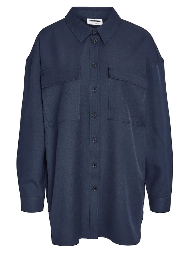 NMLAYTON FLANNY L/S SHACKET WVN navy blazer
