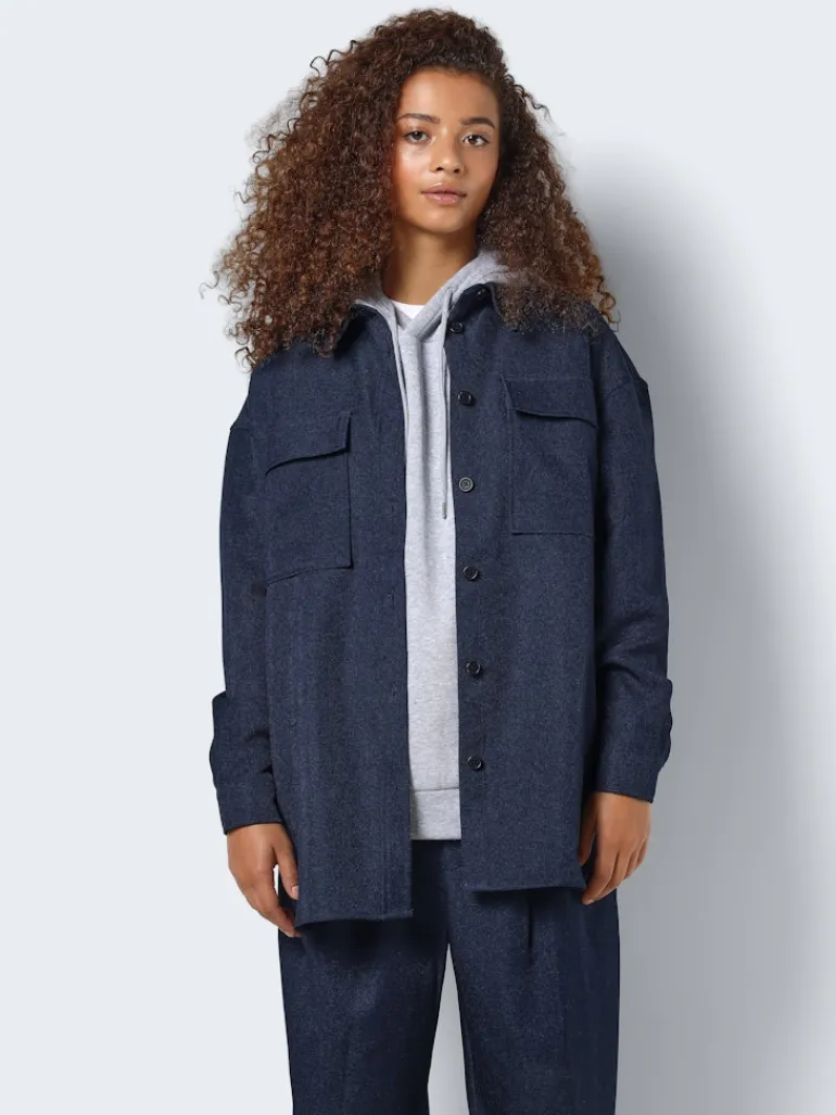 NMLAYTON FLANNY L/S SHACKET WVN navy blazer