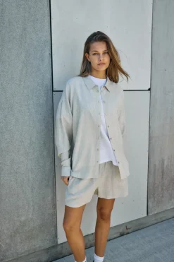 NMLEILANI L/S LOOSE SHIRT WVN NOOS natural