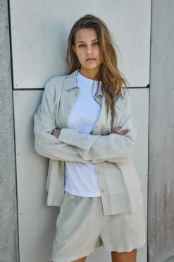NMLEILANI L/S LOOSE SHIRT WVN NOOS natural