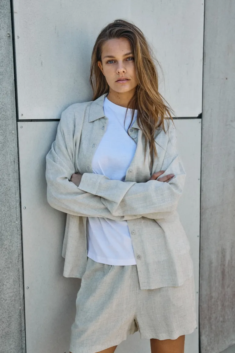 NMLEILANI L/S LOOSE SHIRT WVN NOOS natural
