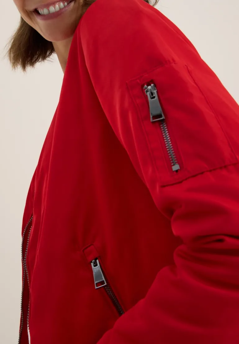 Nylon-Look Blouson fiery red