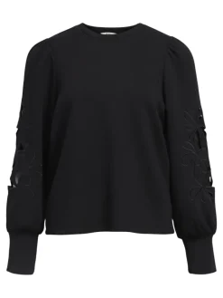 OBJANDREA RE L/S O-NECK CUTOUT TOP DIV black