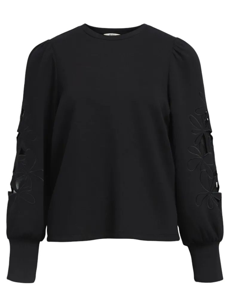 OBJANDREA RE L/S O-NECK CUTOUT TOP DIV black