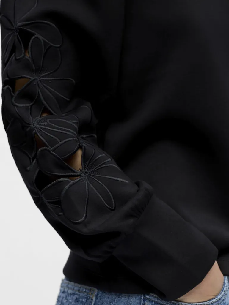 OBJANDREA RE L/S O-NECK CUTOUT TOP DIV black