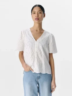 OBJBITTEN S/S RE V-NECK TOP DIV cloud dancer