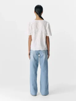OBJBITTEN S/S RE V-NECK TOP DIV cloud dancer
